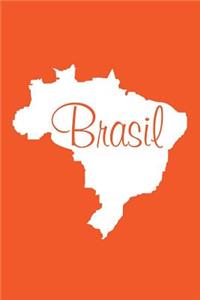 Brasil (Brazil) - Orange Lined Notebook with Margins - 6x9