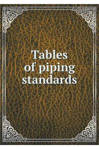 Tables of piping standards