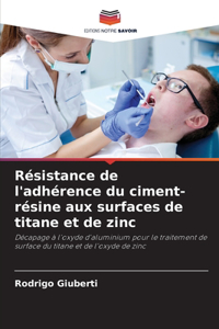 Résistance de l'adhérence du ciment-résine aux surfaces de titane et de zinc