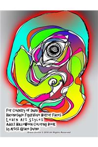 For Country of India Baconesque Figurative Horror Faces Learn Art Styles Adult Halloween Coloring Book by Artist Grace Divine