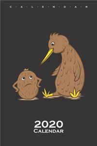 Kiwi bird talking to Kiwi fruit Calendar 2020