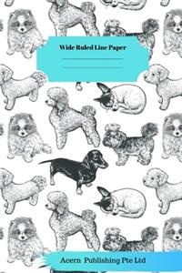 Dog Sloth Theme Wide Ruled Line Paper