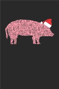 Pig with Santa Hat Christmas Notebook - Christmas Pig Journal - Christmas Gift for Animal Or Pig Lovers, Zookeepers, Veterinaries
