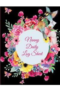 Nanny Daily Log Sheet: Black Flowers Design, 8.5