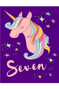 Magical Unicorn 7th Birthday Lined Notebook