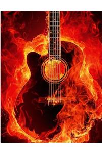 Guitar On Fire Notebook - Graph Paper, 4x4 Grid