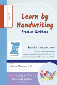 Learn by Handwriting, Practice Workbook - United States of America, States and Capitals - Print, Level 3