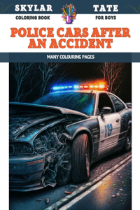 Coloring Book for boys - Police Cars after an accident - Many colouring pages