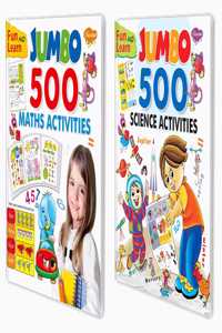 Sawan Set Of 2 Activity Books Fun & Learn Jumbo 500 Series (Maths & Sceince)