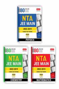 MTG 80 Online Solved Papers NTA JEE Main Physics, Chemistry & Mathematics (Set of 3 Books) with 5 Mock Test Papers - JEE Main Solved Papers For 2023 Exam