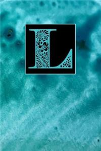 L: Letter L Journal, Abstract Blue Sand, Personalized Notebook Monogram Initial, 6 X 9