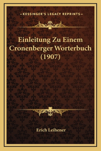 Einleitung Zu Einem Cronenberger Worterbuch (1907)