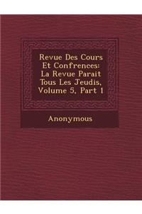 Revue Des Cours Et Conf Rences