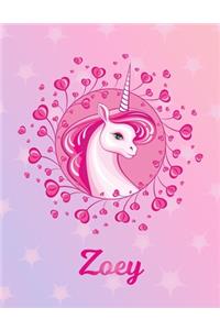 Zoey: Unicorn Sheet Music Note Manuscript Notebook Paper - Magical Horse Personalized Letter Z Initial Custom First Name Cover - Musician Composer Instrum