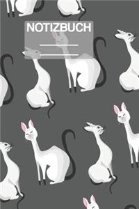 Notizbuch A5 Muster Zeichnung Katzen Katze Cat Cats Weiss Schwarz