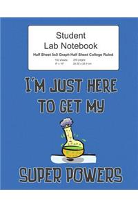 Student Half Graph Half College Ruled Paper Lab Notebook