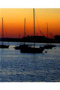 Boats Harbor Sunrise Sunset School Composition Book 130 Pages