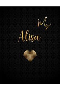 Alisa: Black Personalized Lined Journal with Inspirational Quotes