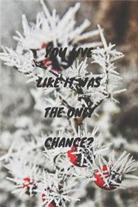 You Live Like It Was the Only Chance?