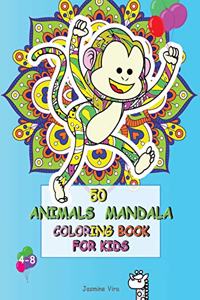 50 Animals Mandala Coloring Book for Kids 4-8