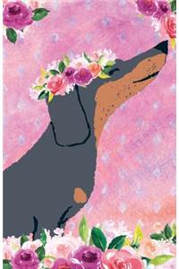 Bullet Journal for Dog Lovers Dachshund in Flowers