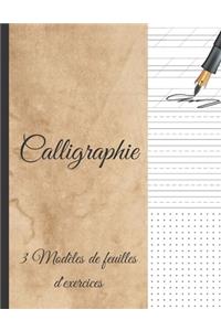 Calligraphie 3 Modèles de Feuilles d'exercices