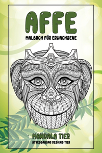 Malbuch für Erwachsene - Stressabbau Designs Tier - Mandala Tier - Affe