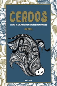 Libros de colorear para adultos para hombres - Nivel fácil - Animal - Cerdos