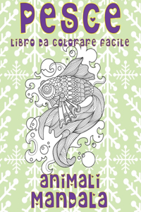 Libro da colorare facile - Mandala - Animali - Pesce