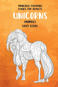Mandala Coloring Books for Adults Easy Level - Animals - Unicorn
