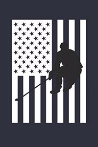 Fourth of July Gift for Hockey Player - American Flag Hockey Notebook - USA Flag Hockey Journal
