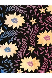 Composition Notebook College Ruled with Watercolor Flowers with Leaves Pattern Cover