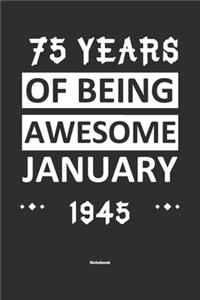75 Years Of Being Awesome January 1945 Notebook