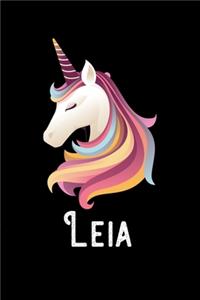 Leia: Journal (Diary, Notebook) Personalized Custom Name Unicorn Birthday Gift for Girls and Women