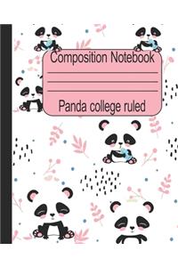 Panda college ruled composition notebook