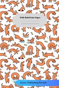 Dog Sloth Theme Wide Ruled Line Paper