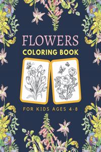 Flowers Coloring Book For Kids Ages 4-8