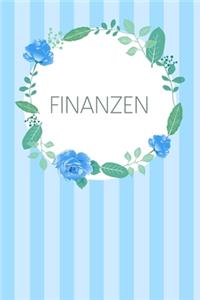 Finanzen: Haushaltsbuch zum Ausfüllen mit praktischer monatlicher Bilanz - Motiv: Blaue Aquarellblumen