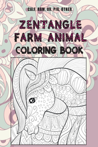 Zentangle Farm Animal - Coloring Book - Calf, Ram, Ox, Pig, other