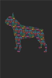 Boston Terrier Journal - Boston Terrier Notebook 'Word Cloud' - Gift for Boston Terrier Lovers