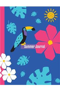 Summer Journal: Travel Notebook For Kids, Toucan And Tropical Flowers Cover Design