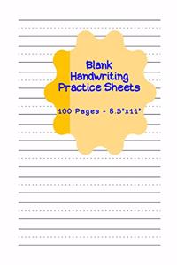 Blank Handwriting Practice Sheets - 100 pages 8.5