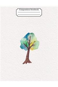 Composition Notebook Watercolor Tree Design Vol 23