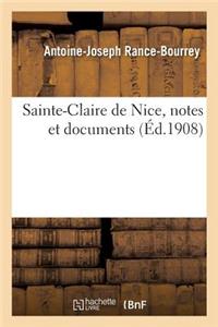 Sainte-Claire de Nice, Notes Et Documents