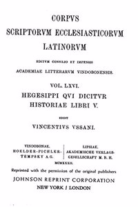 Hegesippi Qui Dicitur Historiae Libri V