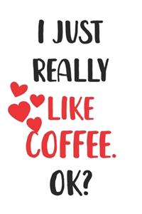 I Just Really Like Coffee, Ok? Gift For Men, Women, Kids, Cute Notebook a Beautiful