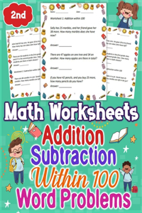 Math Worksheets Addition and Subtraction Within 100, Word Problems 2nd Grade