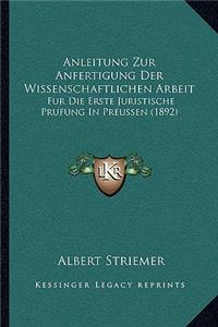 Anleitung Zur Anfertigung Der Wissenschaftlichen Arbeit