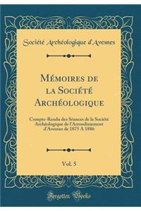 MÃ©moires de la SociÃ©tÃ© ArchÃ©ologique, Vol. 5: Compte-Rendu Des SÃ©ances de la SociÃ©tÃ© ArchÃ©ologique de l'Arrondissement d'Avesnes de 1875 a 1886 (Classic Reprint)