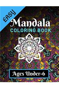 Easy Mandala Coloring Book Ages Under - 6